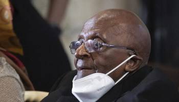 South Africas anti-apartheid activist Desmond Tutu casts early vote