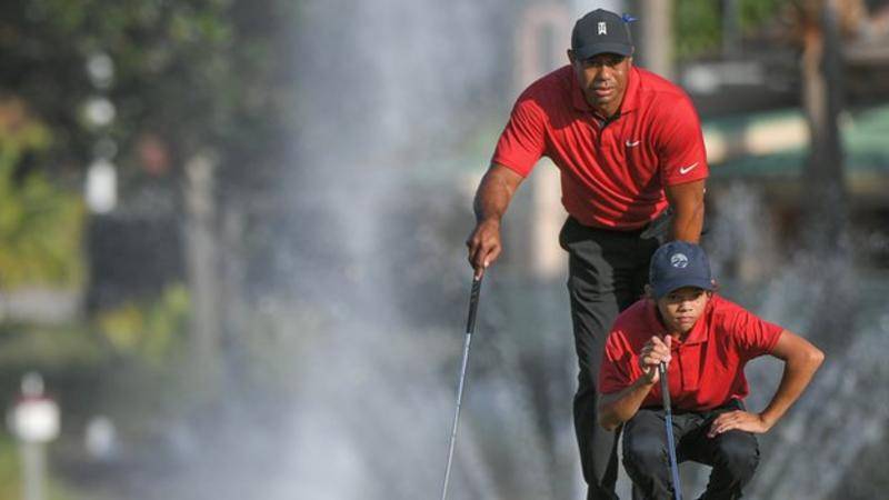 Tiger Woods claims second place alongside son on competitive return