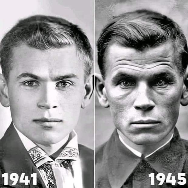 A Soldier's Face Before And After The War: 1941 vs. 1945