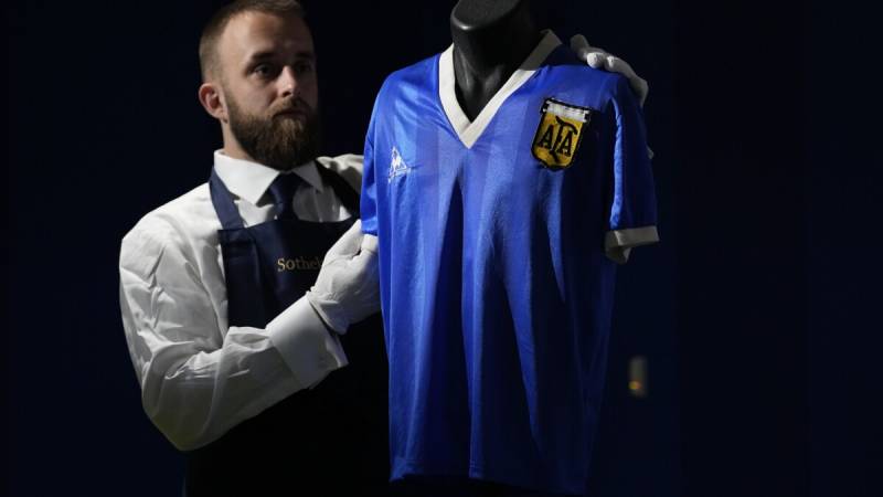 Diego Maradona's "Hand of God" jersey from 1986 World Cup fetches highest price ever paid at auction