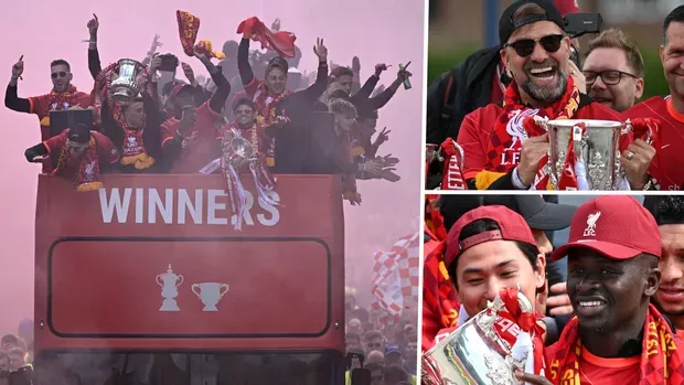 Liverpool Celebrate Cup Double Triumph With Bus Parade Despite Champions League Heartbreak