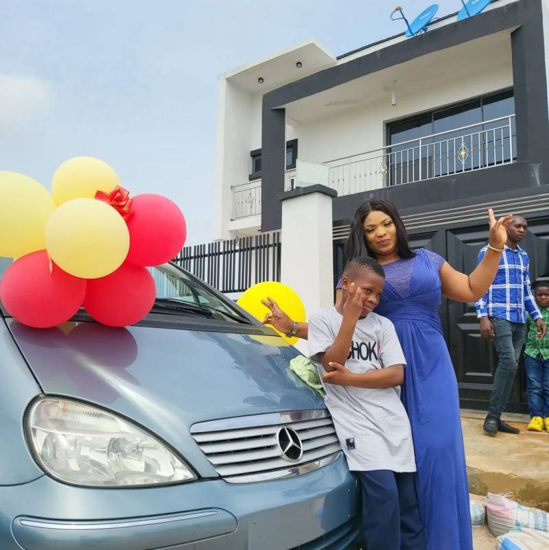 Here's How Actress Laide Bakare’s 13-Year-Old Daughter Gifted Her Brother A Benz On Ninth Birthday.