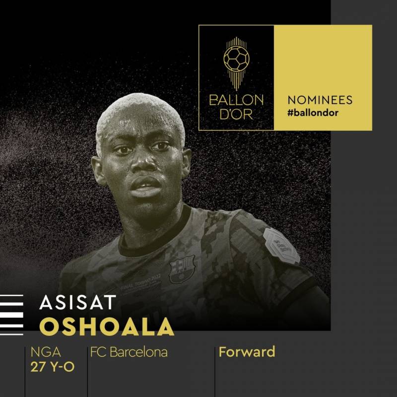 Women's Ballon d'Or nominee Asisat Oshoala for 2022