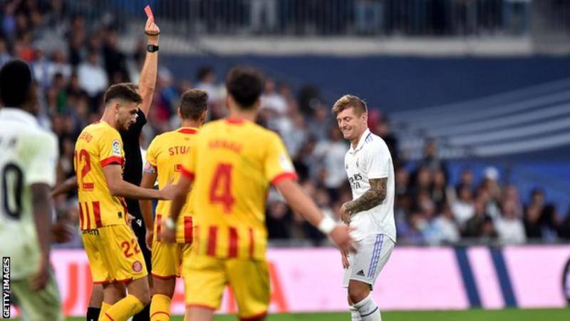 Toni Kroos Sent Off For The Fisrt Time As Real Madrid Draws Girona