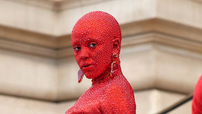 Doja Cat, a picture of 'Inferno,' covered in paint and 30,000 crystals at Haute Couture Week