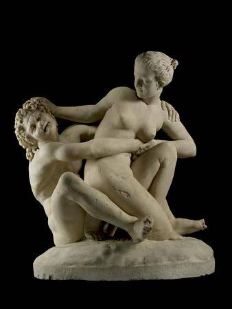 Sculpture of a nymph and satyr