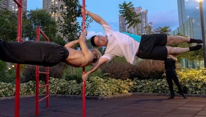 Hong Kong park where men as old as 70 work out