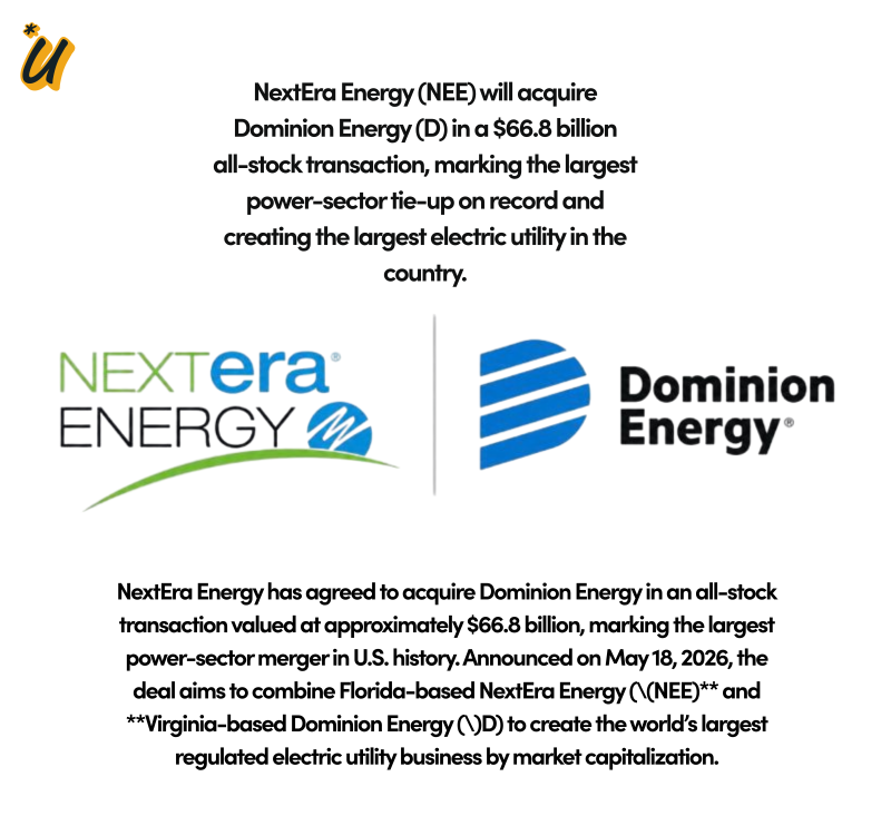 NextEra Energy acquiring Dominion Energy - Biggest Power Deal in History