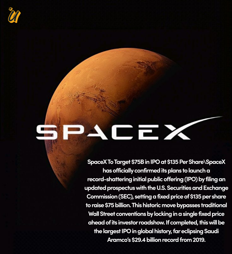 SpaceX To Target $75B in IPO at $135 Per Share