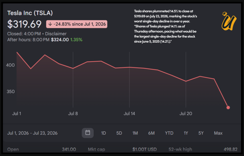 Tesla shares fell by 14% x IBM CEO on Results