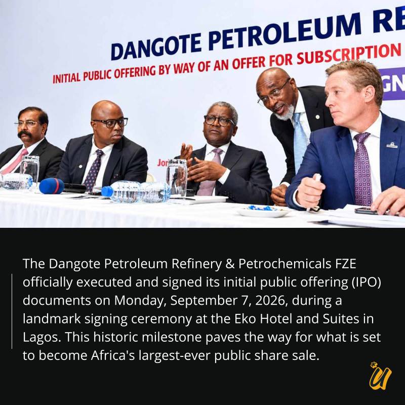 Dangote Petroleum Refinery & Petrochemicals Initial Public Offering (IPO) Signing Ceremony